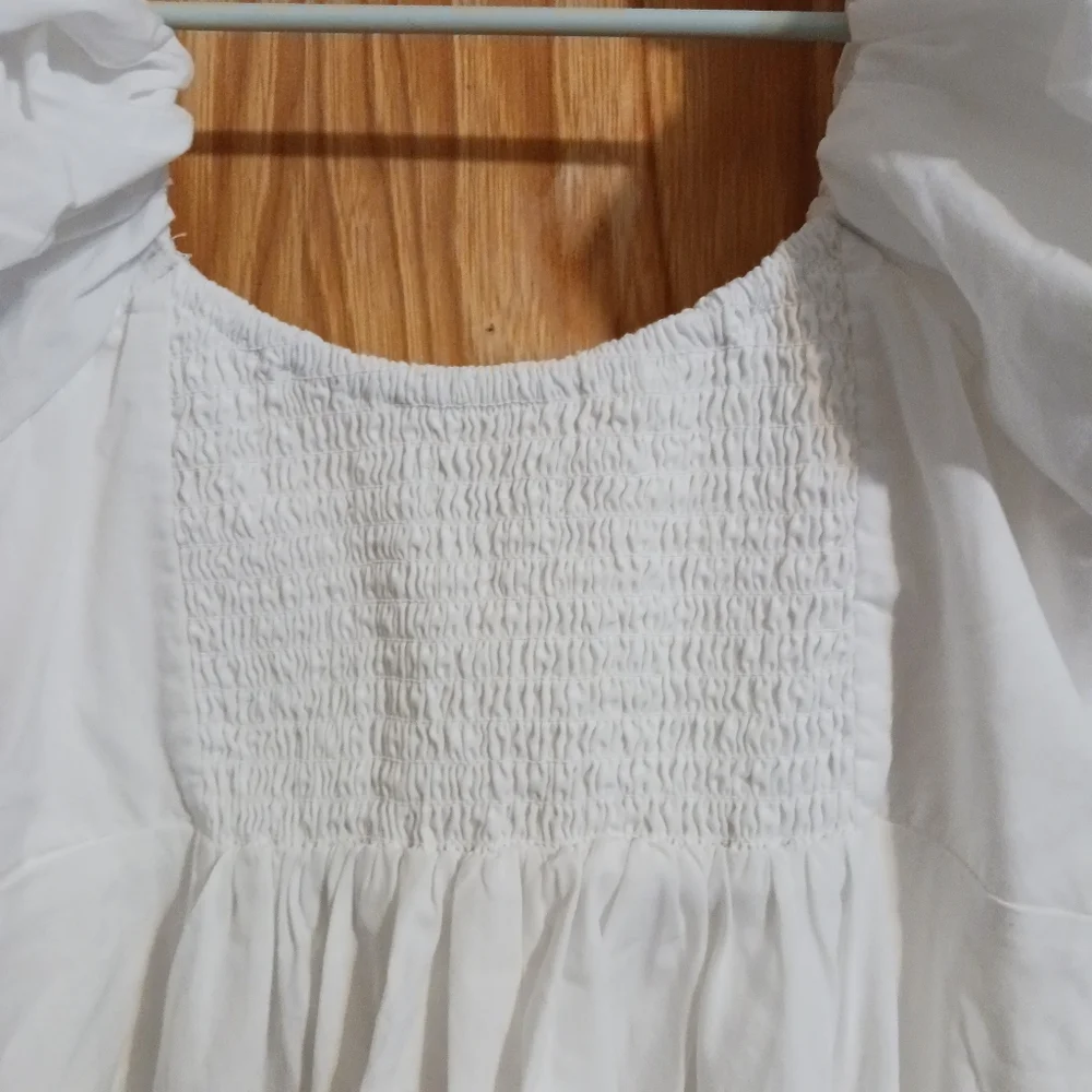 Abercrombie & Fitch White Cotton  Mini Dress Puff Sleeves Size XSP - Picture 6 of 8